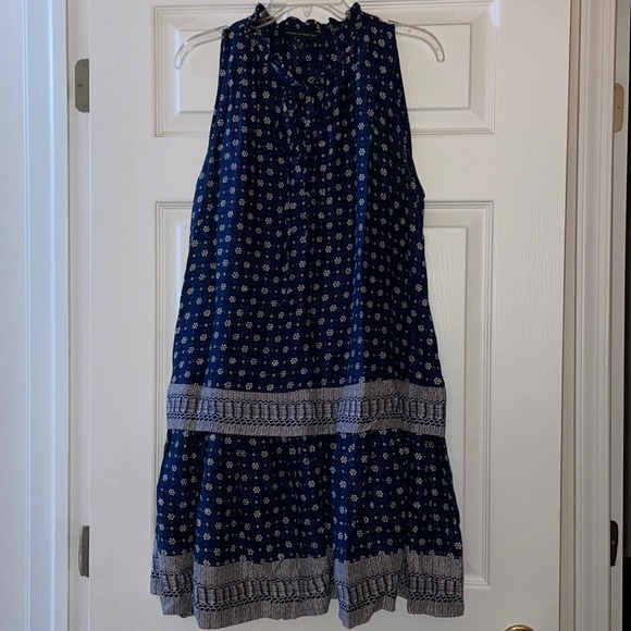 French Connection Dresses & Skirts - French Connection Flare Blue and Cream Dress